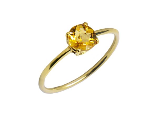anillo de oro amarillo con citrino