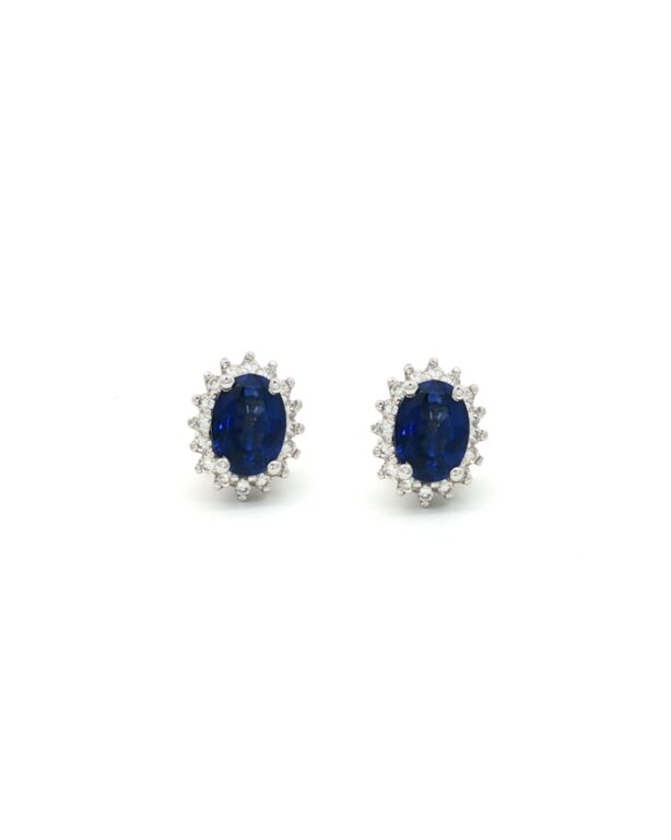 PENDIENTES DE ORO BLANCO CON DIAMANTES Y ZAFIRO
