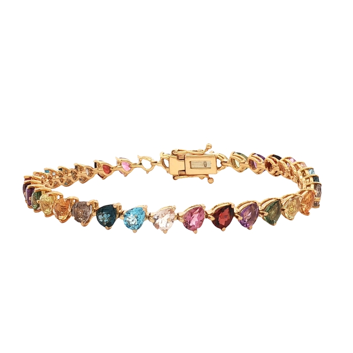 PULSERA DE ORO ROSA CON TOPACIOS Y GRANATES