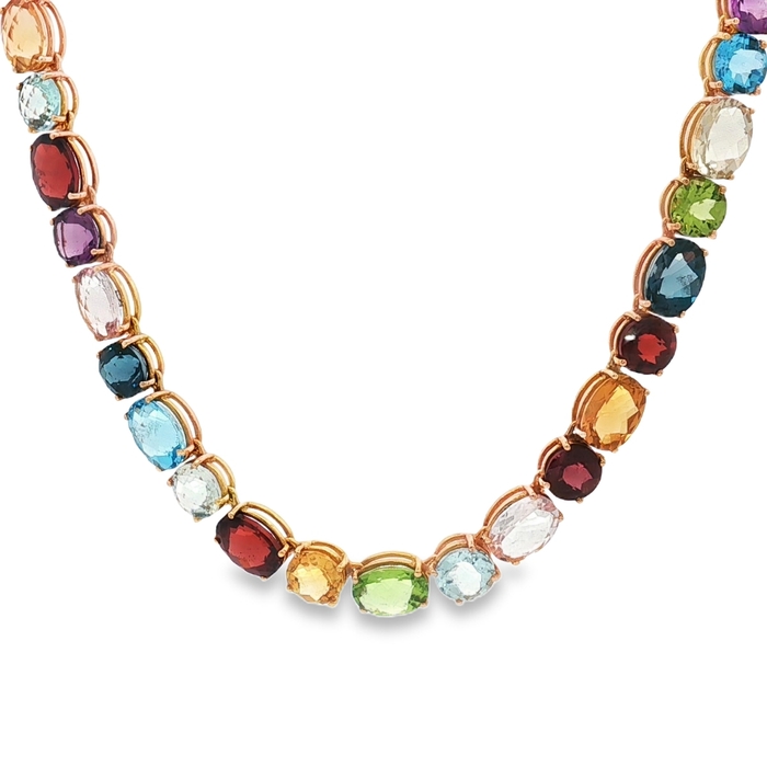 COLLAR DE ORO ROSA CON PIEDRAS SEMIPRECIOSAS