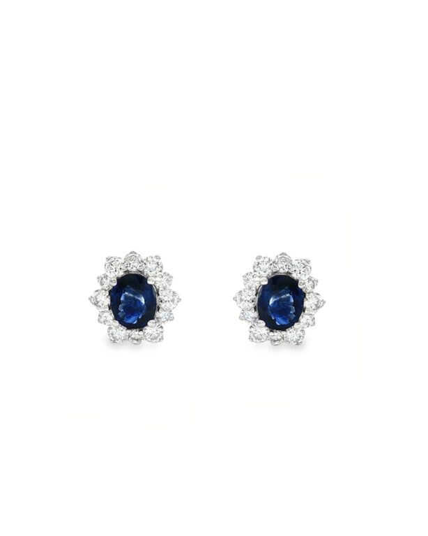 PENDIENTES DE ORO BLANCO CON DIAMANTES Y ZAFIRO