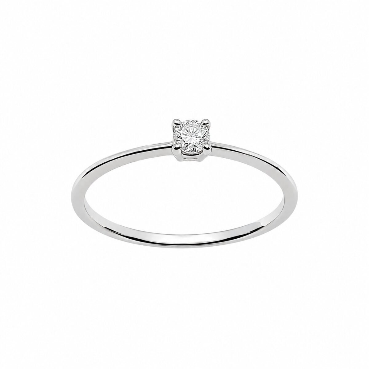 SOLITARIO DE ORO BLANCO CON DIAMANTE