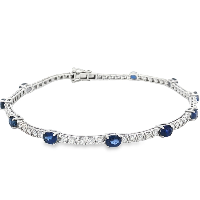 PULSERA DE ORO BLANCO CON ZAFIROS Y DIAMANTES
