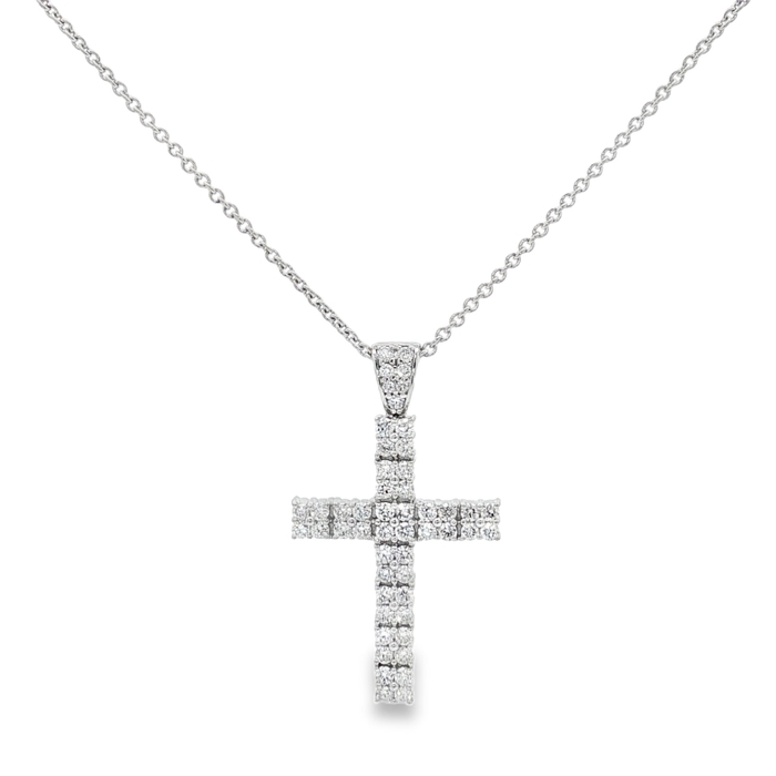 COLGANTE CRUZ DE ORO BLANCO CON DIAMANTES