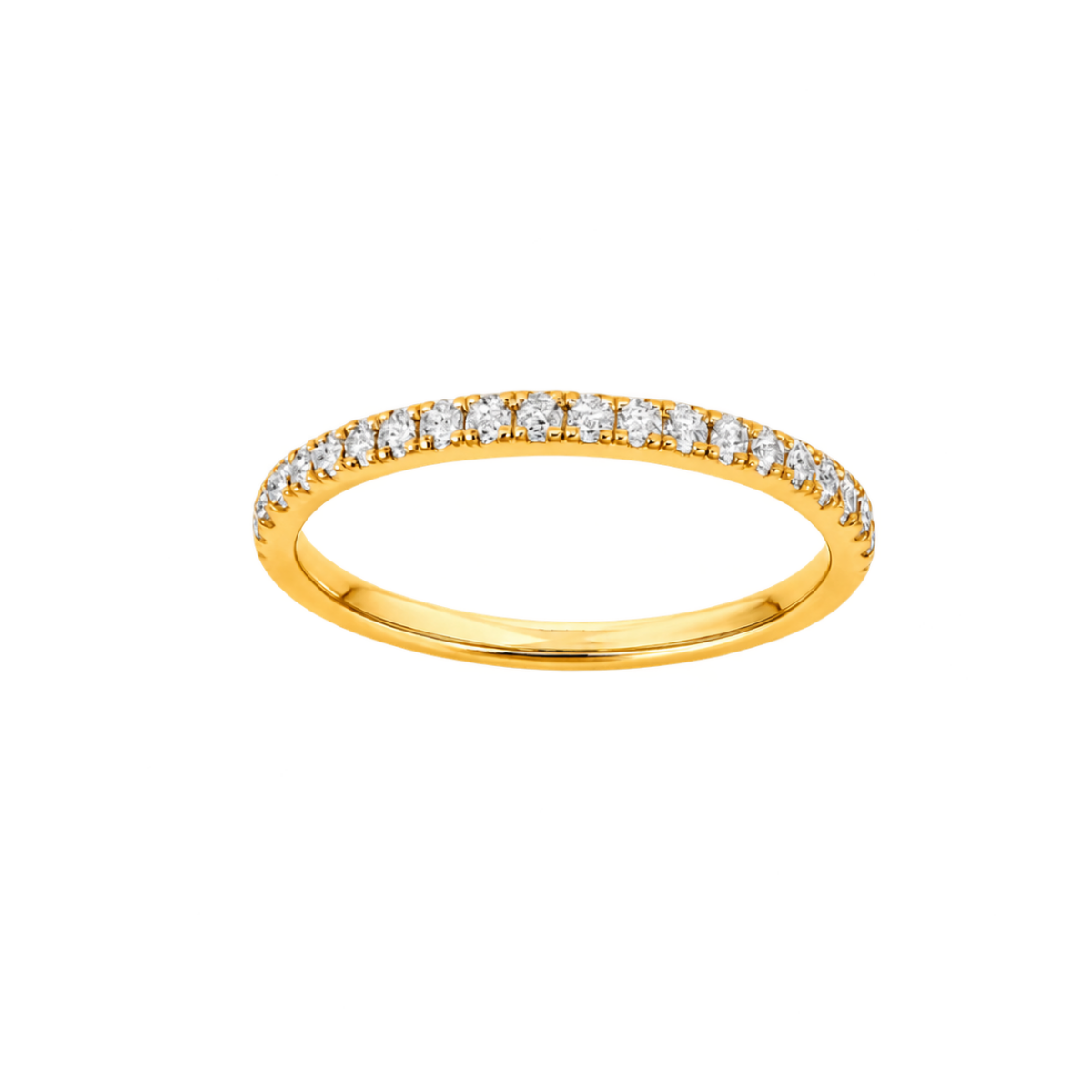 MEDIA ALIANZA DE ORO AMARILLO CON DIAMANTES