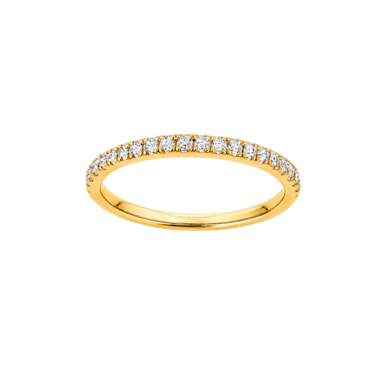 MEDIA ALIANZA DE ORO AMARILLO CON DIAMANTES