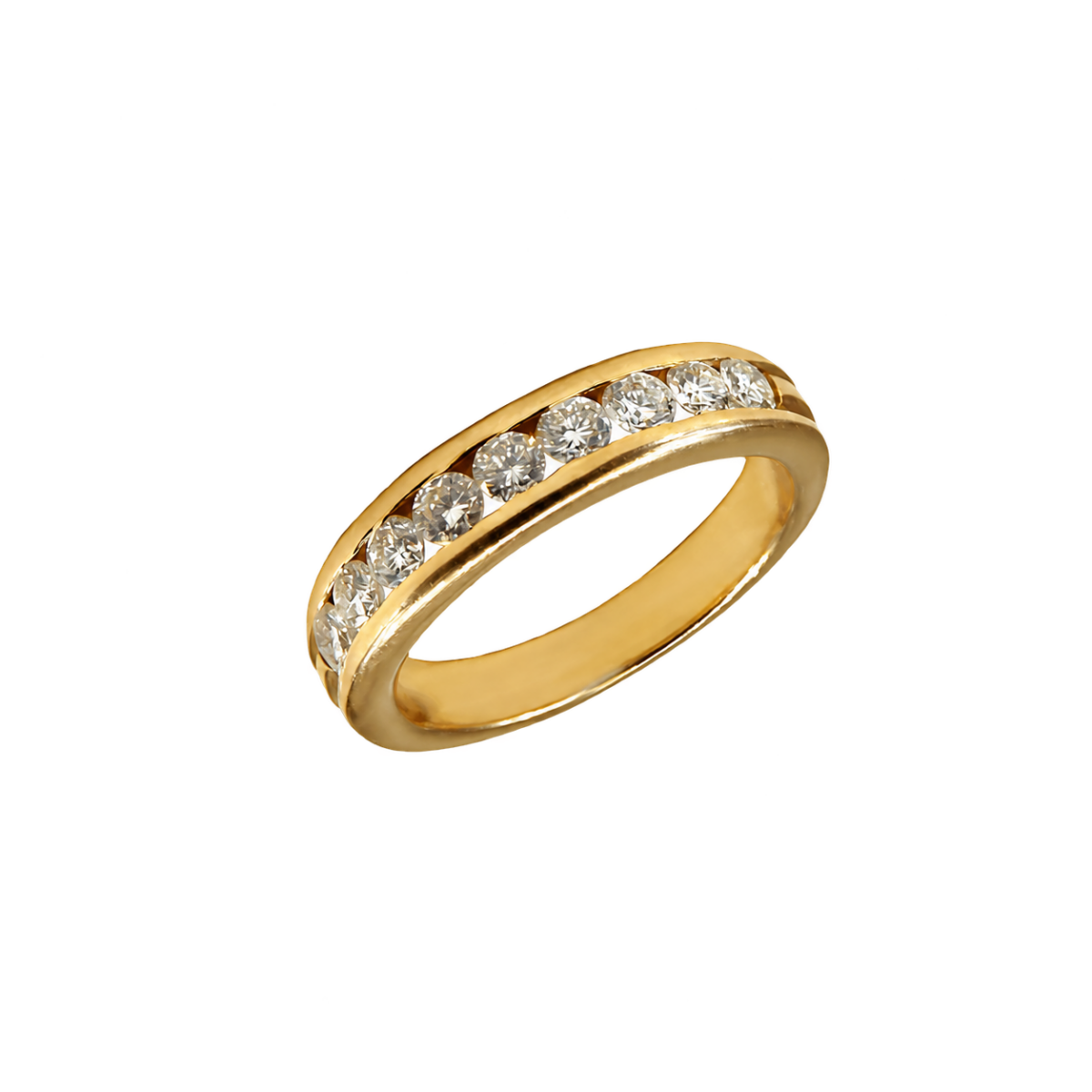 MEDIA ALIANZA DE ORO AMARILLO CON DIAMANTES