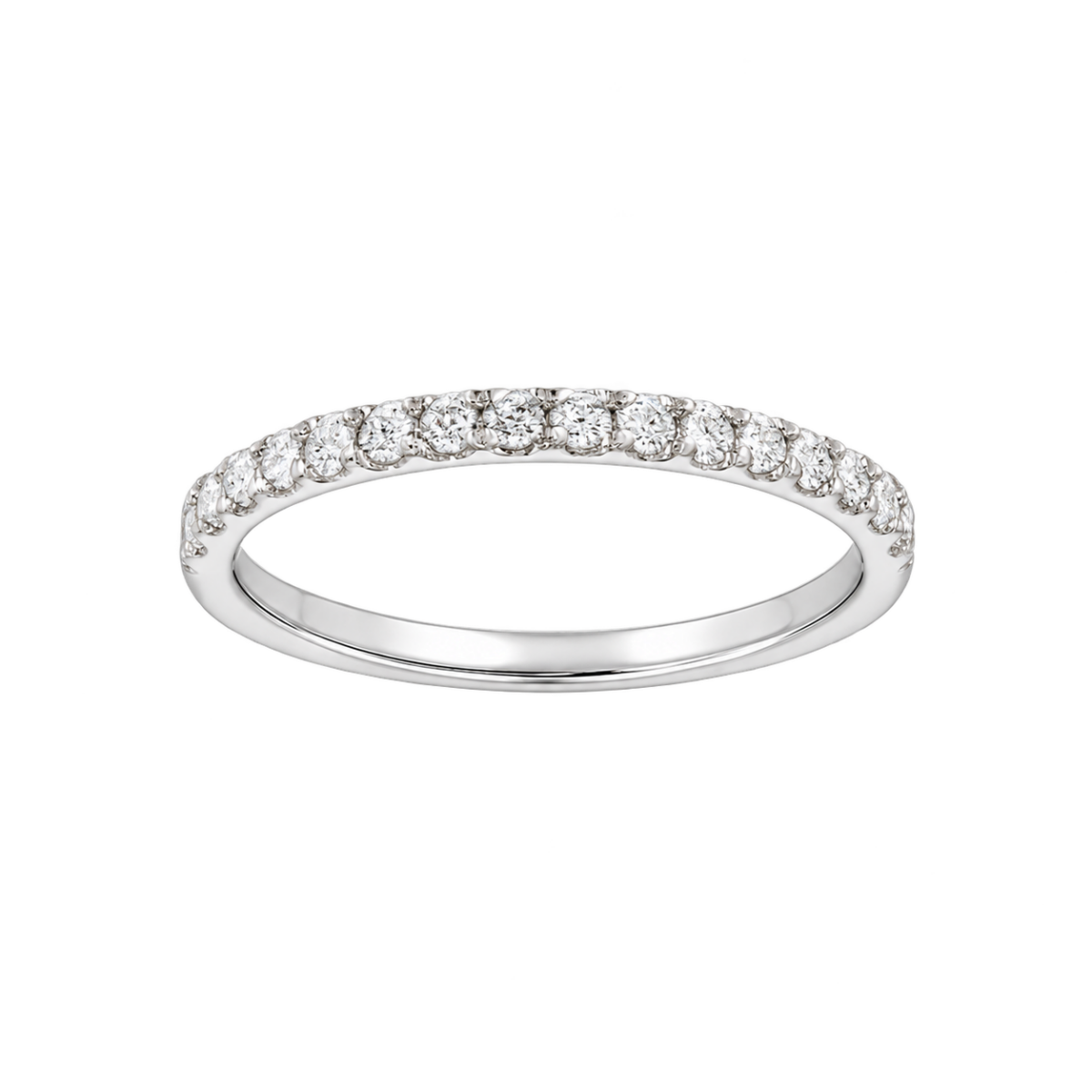 MEDIA ALIANZA DE ORO BLANCO CON DIAMANTES