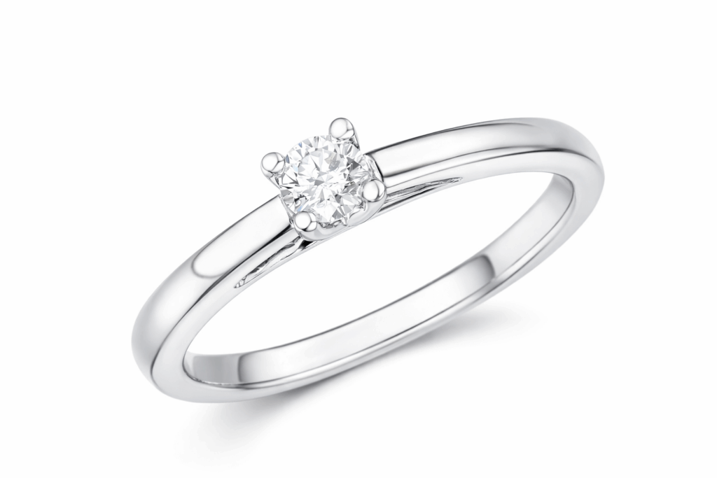 SOLITARIO DE ORO BLANCO CON DIAMANTE