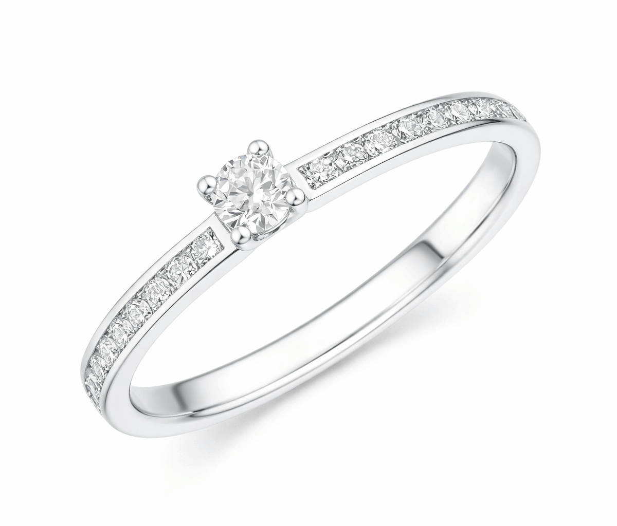 SOLITARIO DE ORO BLANCO CON DIAMANTE