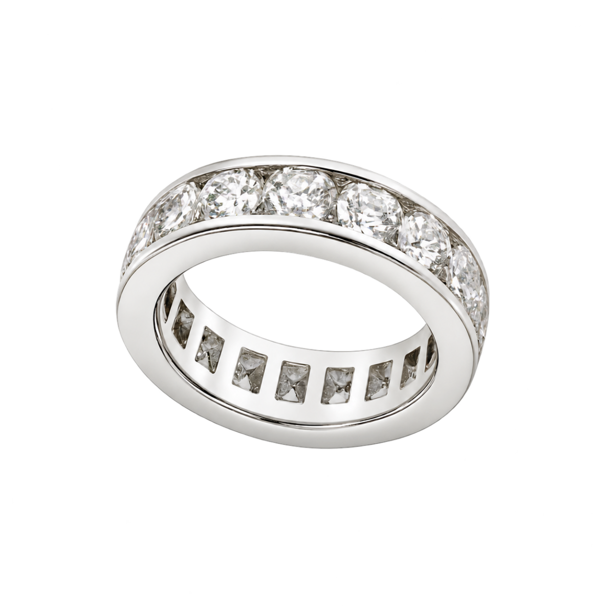 MEDIA ALIANZA DE ORO BLANCO CON DIAMANTES