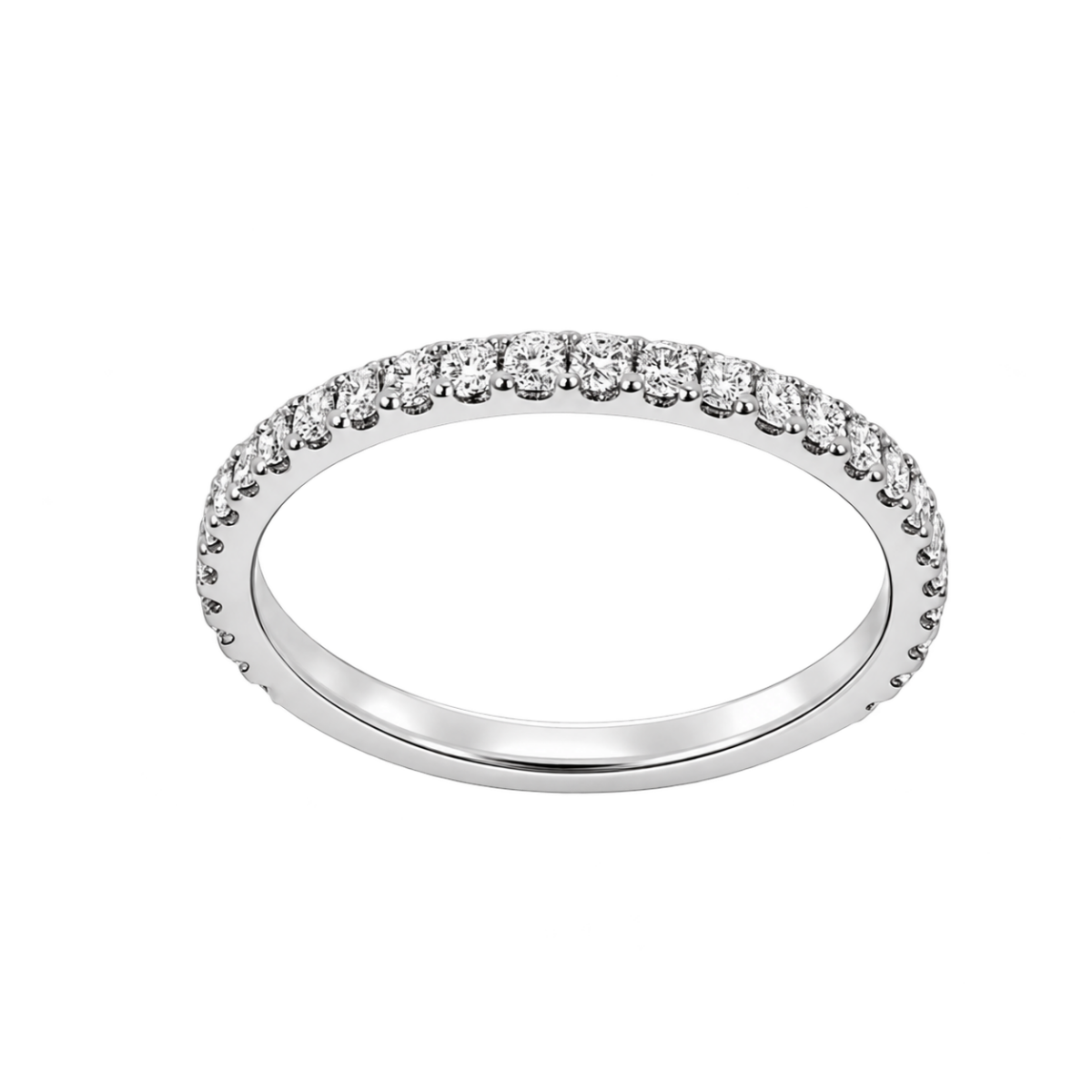 MEDIA ALIANZA DE ORO BLANCO CON DIAMANTES