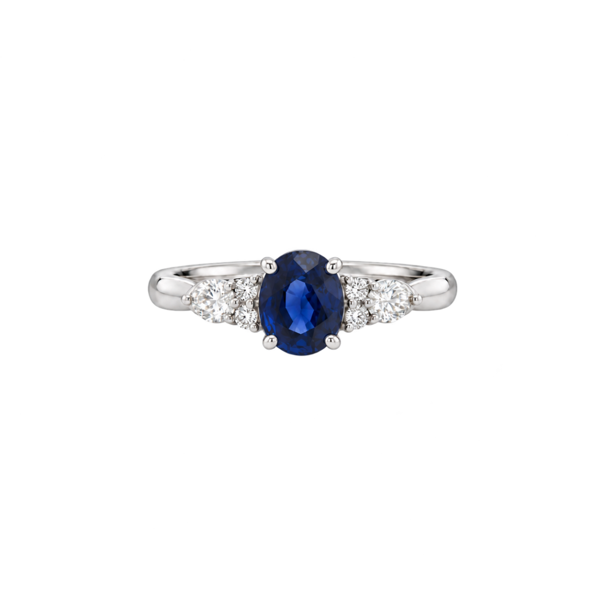 ANILLO EN ORO BLANCO CON ZAFIRO Y DIAMANTES
