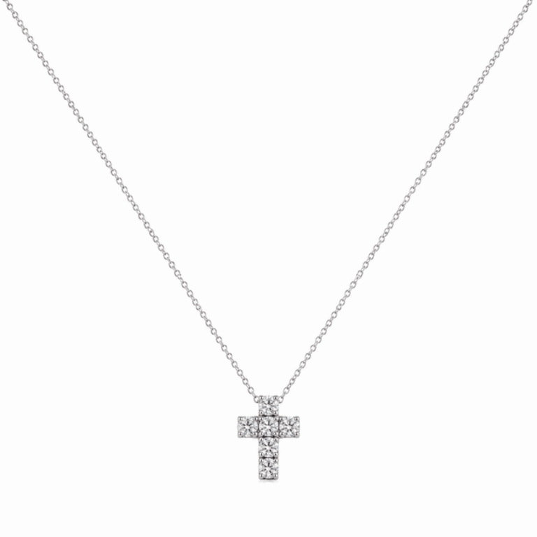 COLGANTE DE CRUZ EN ORO BLANCO Y DIAMANTES