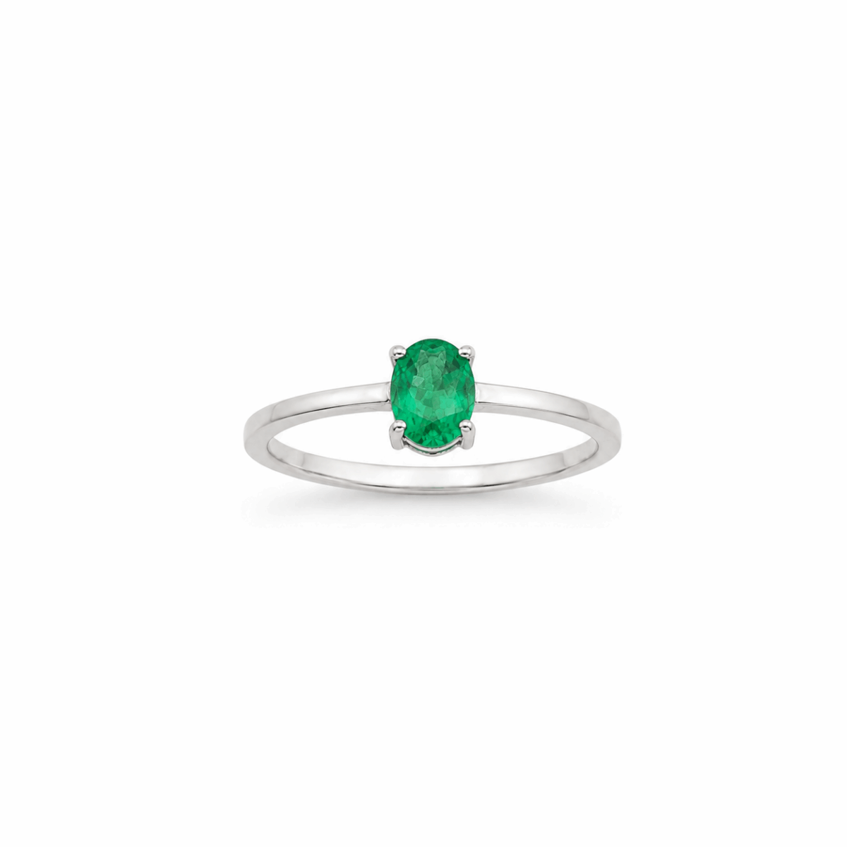 ANILLO DE ORO BLANCO CON ESMERALDA
