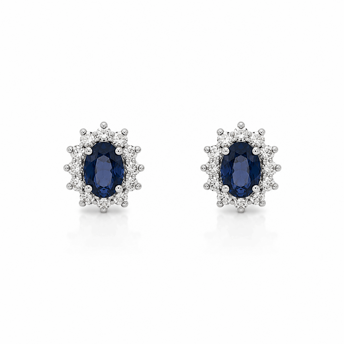 PENDIENTES DE ORO BLANCO DE ZAFIROS Y DIAMANTES