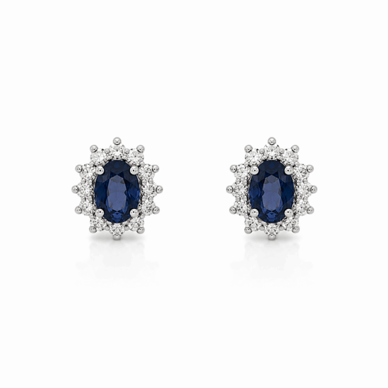 PENDIENTES DE ORO BLANCO DE ZAFIROS Y DIAMANTES