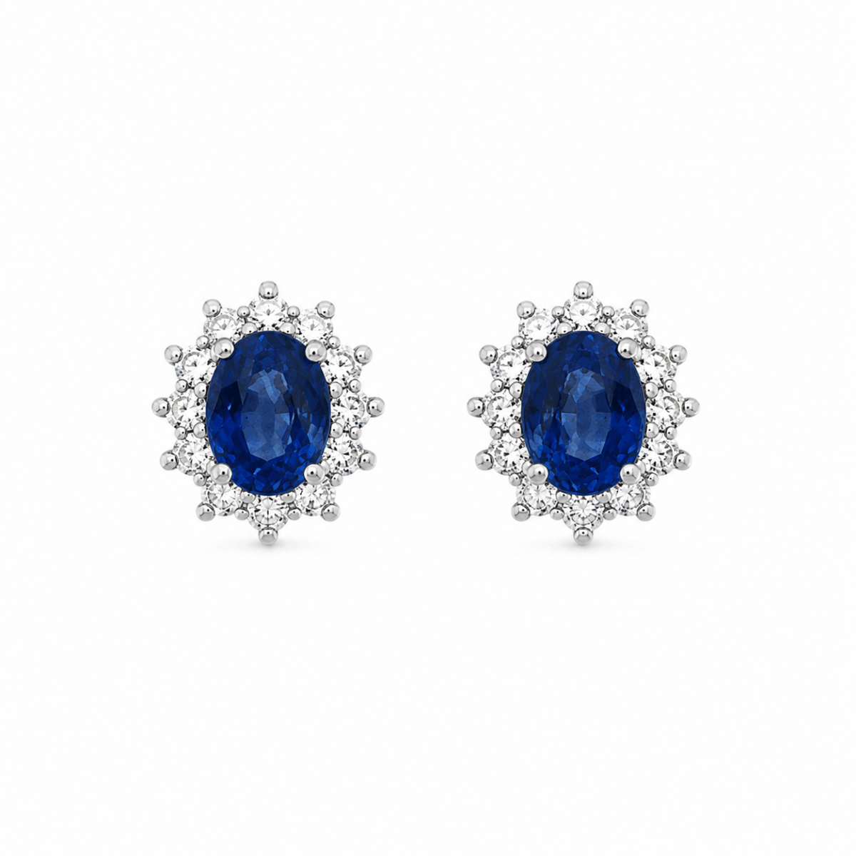 PENDIENTES EN ORO BLANCO CON ZAFIROS Y DIAMANTES