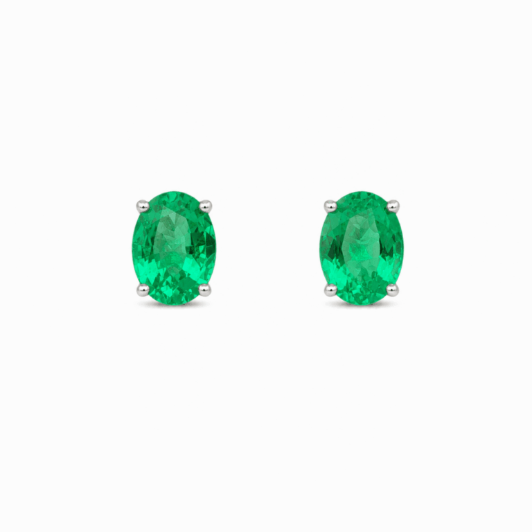 PENDIENTES EN ORO BLANCO CON ESMERALDAS