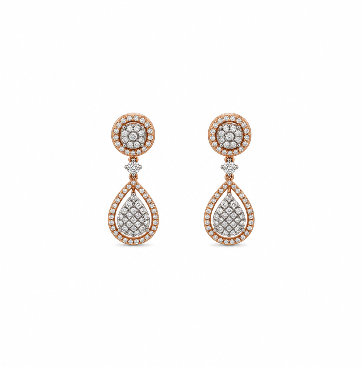 pendientes en oro rosa con diamantes