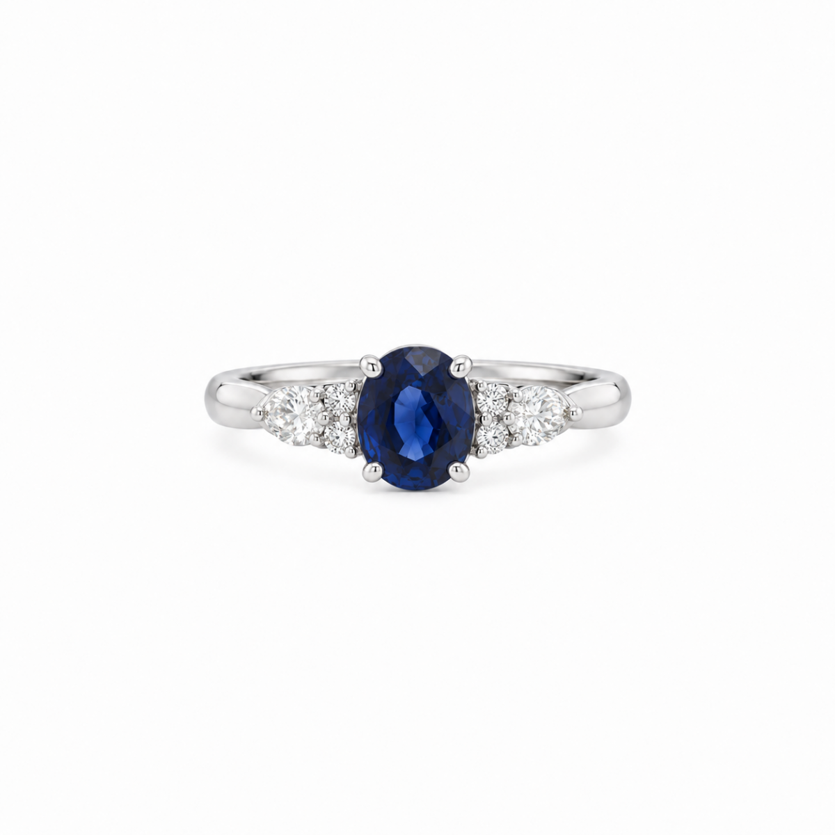 ANILLO EN ORO BLANCO CON ZAFIRO Y DIAMANTES