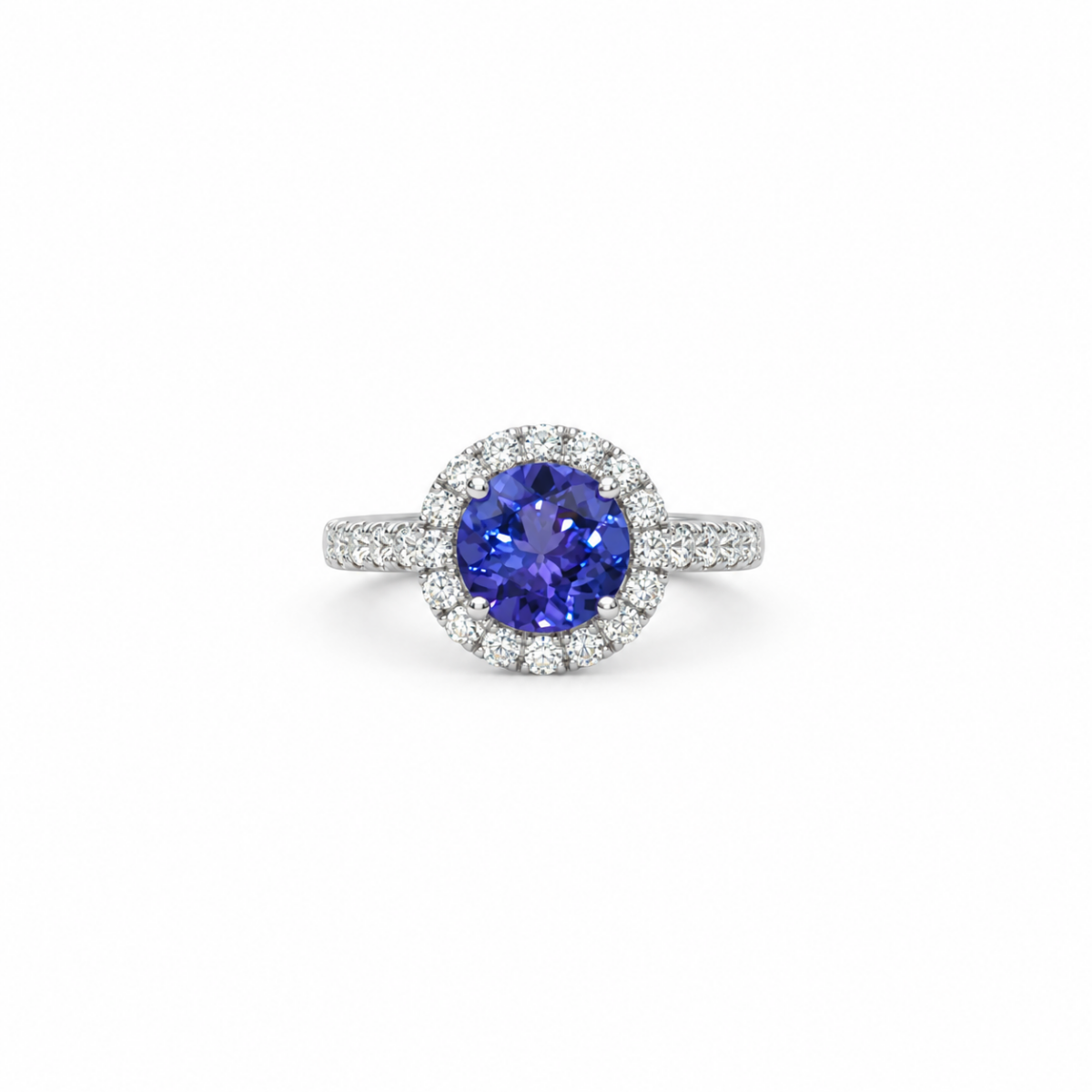 ANILLO EN ORO BLANCO CON TANZANITA Y DIAMANTES