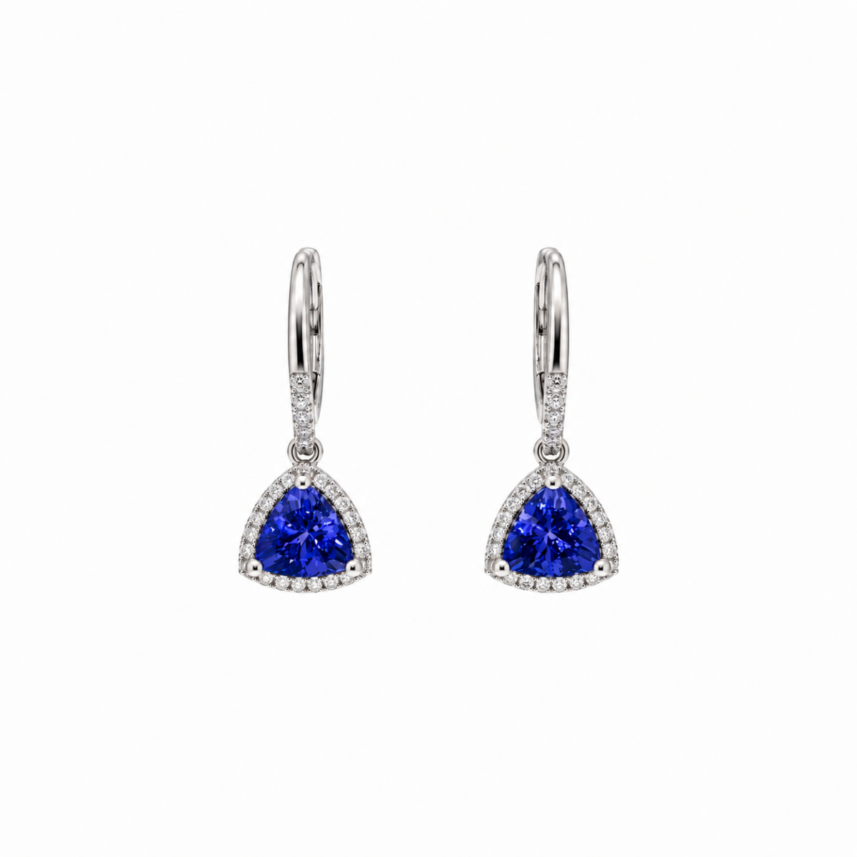 PENDIENTES EN ORO BLANCO CON TANZANITA