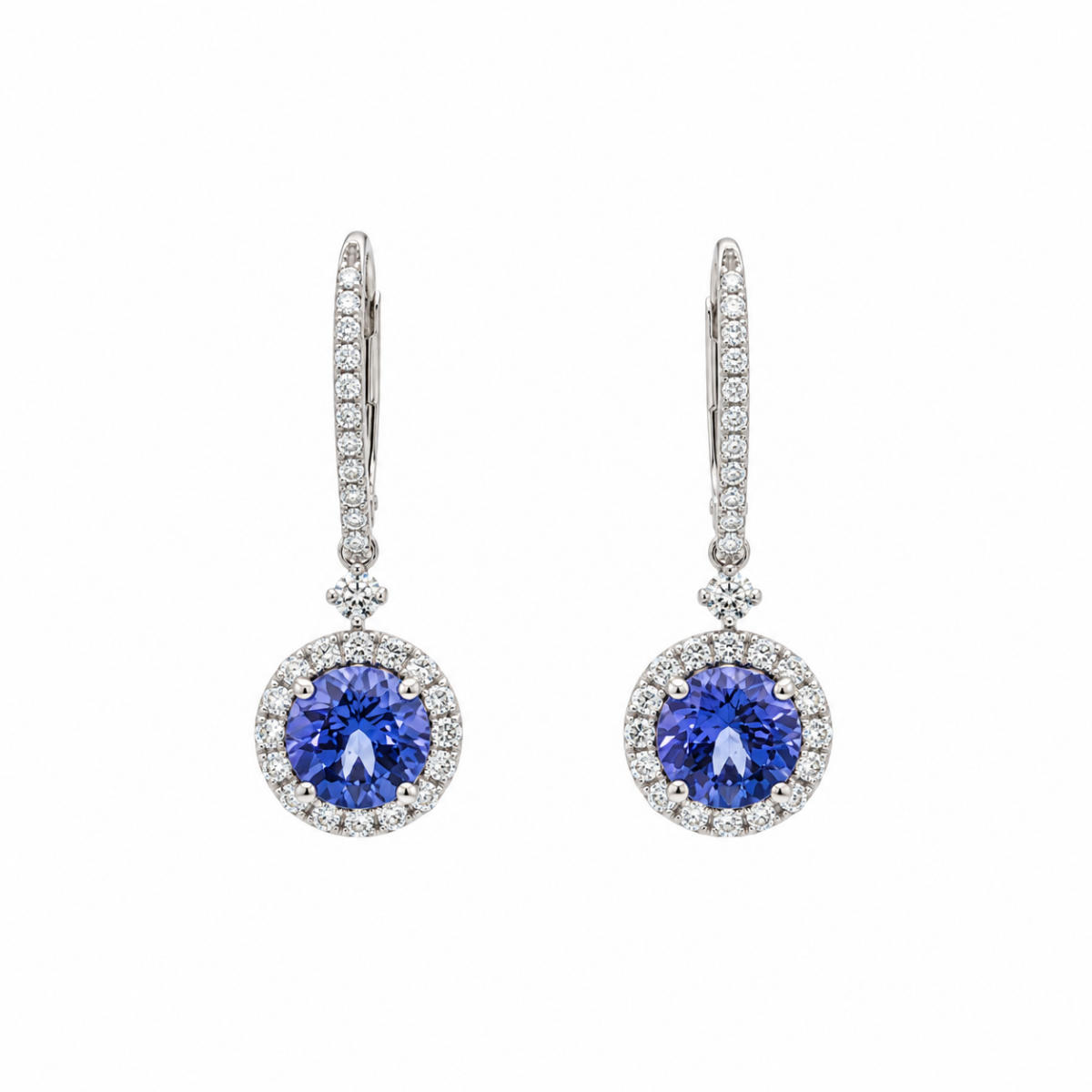 PENDIENTES EN ORO BLANCO CON TANZANITA