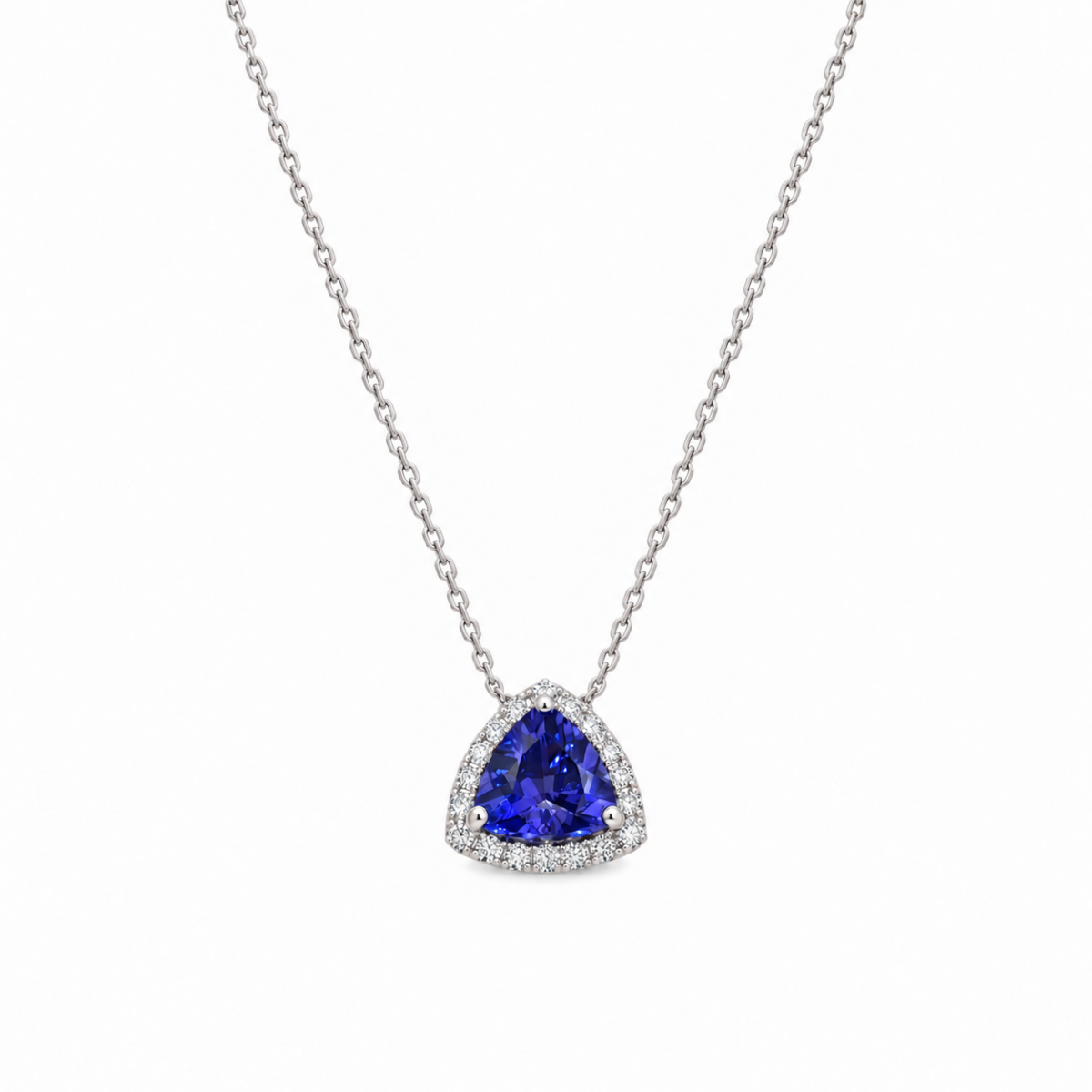 COLGANTE EN ORO BLANCO CON TANZANITA Y DIAMANTES