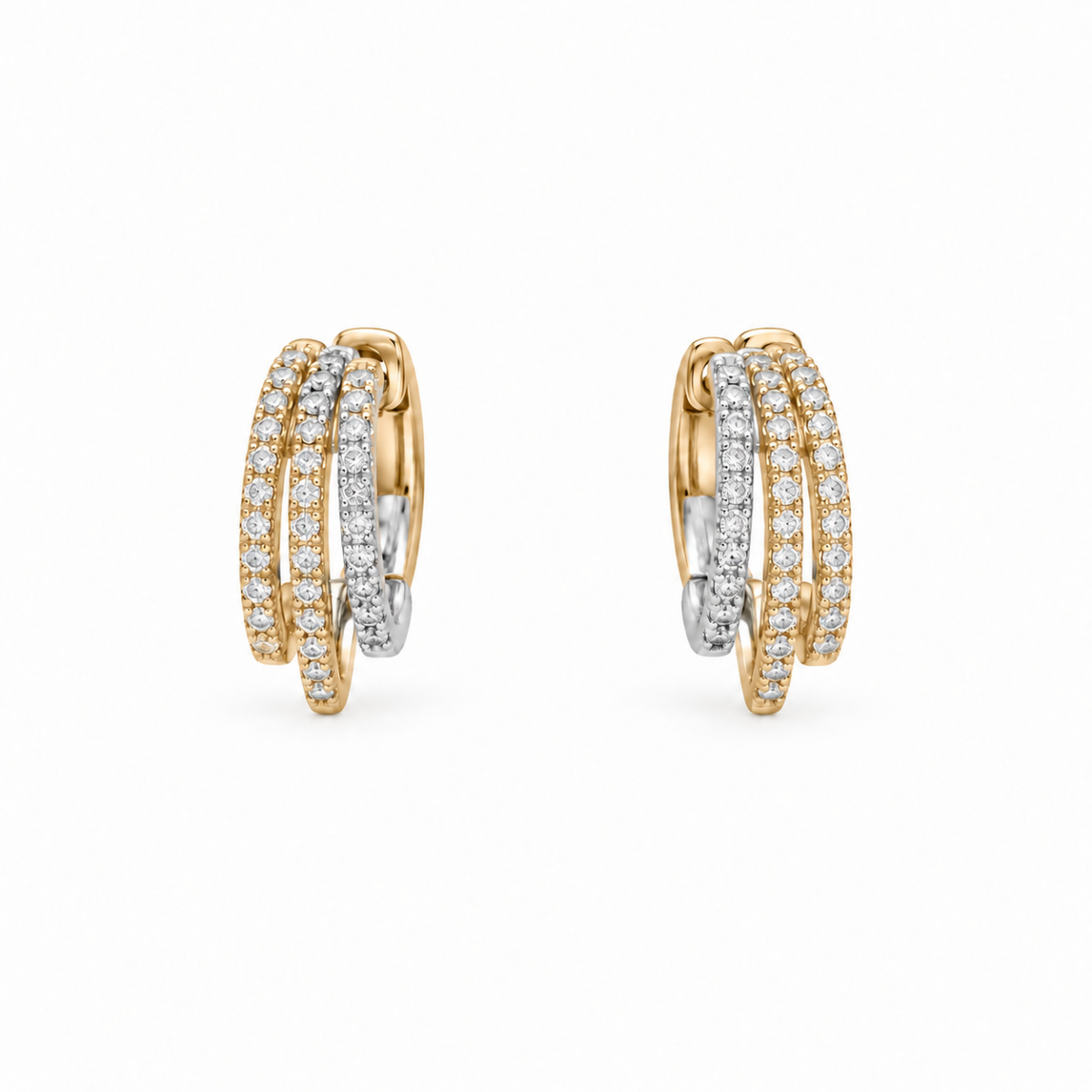 PENDIENTES EN ORO AMARILLO Y BLANCO CON DIAMANTES