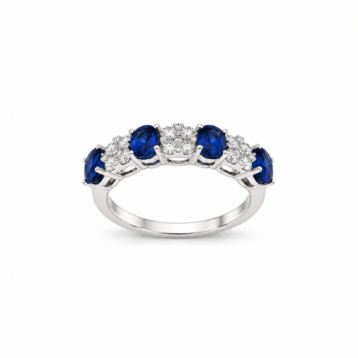 ANILLO EN ORO BLANCO CON ZAFIROS Y DIAMANTES
