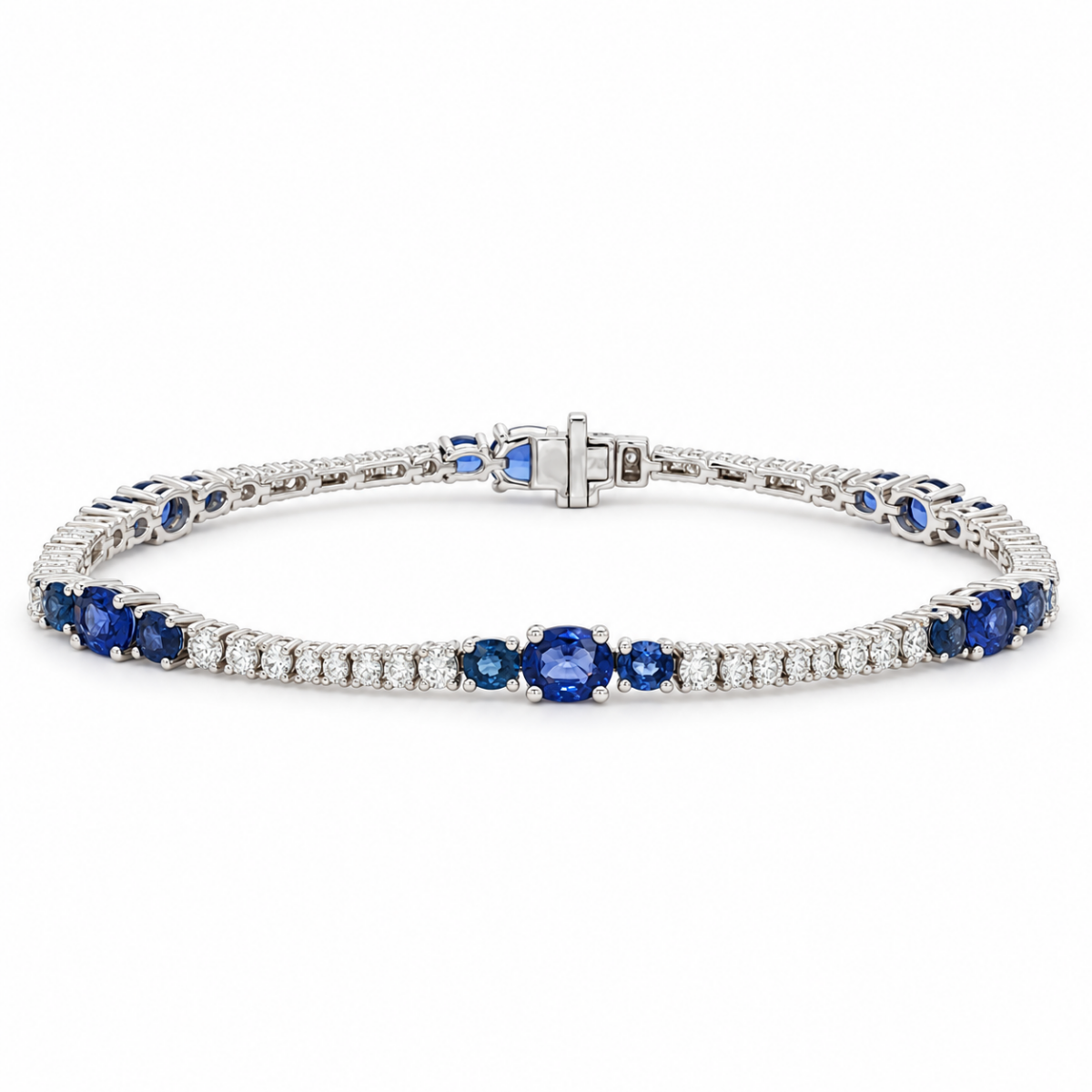 PULSERA EN ORO BLANCO CON ZAFIROS Y DIAMANTES