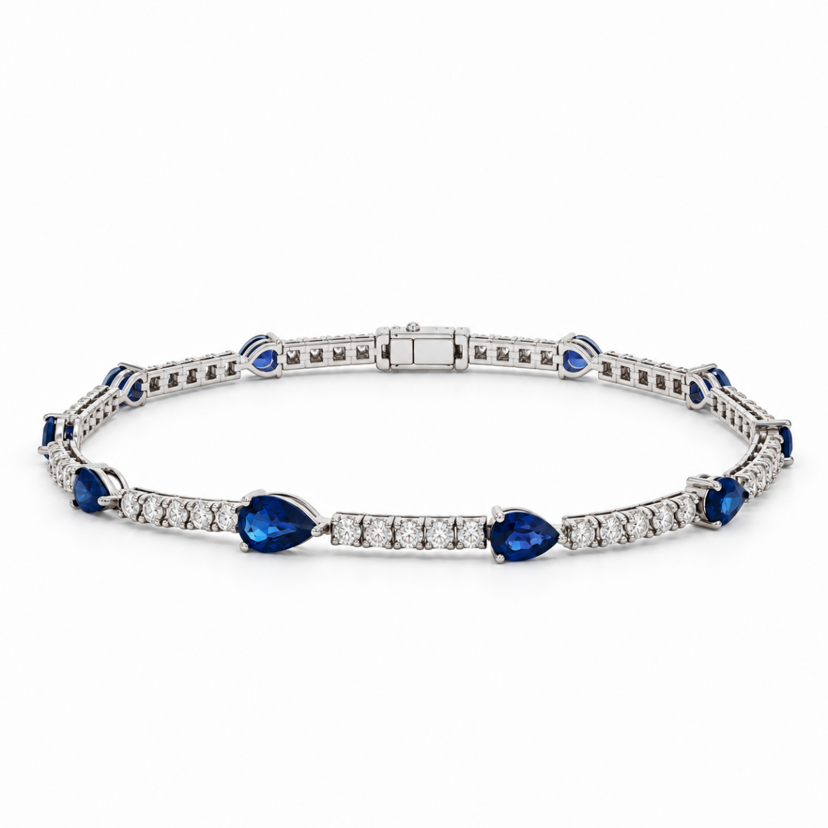 PULSERA EN ORO BLANCO CON ZAFIROS Y DIAMANTES