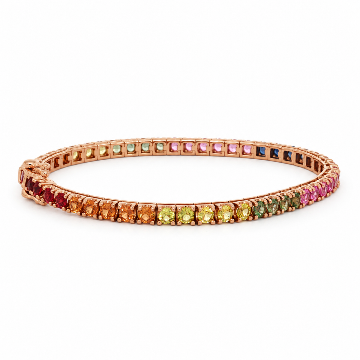 PULSERA EN ORO ROSA CON ZAFIROS Y DIAMANTES