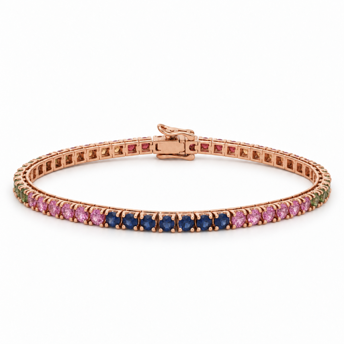 PULSERA EN ORO ROSA CON ZAFIROS