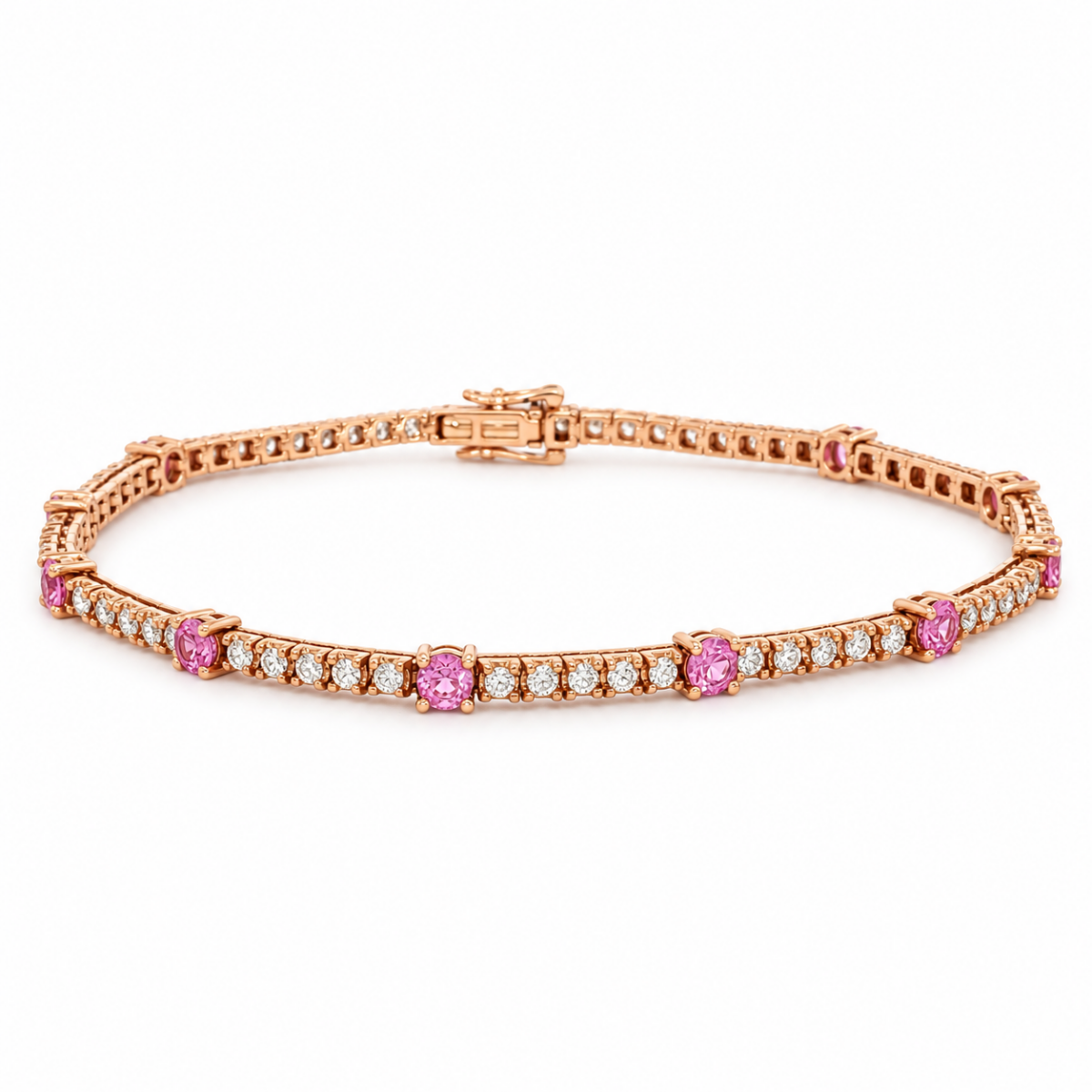 PULSERA EN ORO ROSA CON ZAFIROS Y DIAMANTES