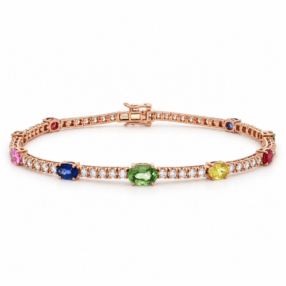 PULSERAS EN ORO ROSA CON ZAFIROS Y DIAMANTES