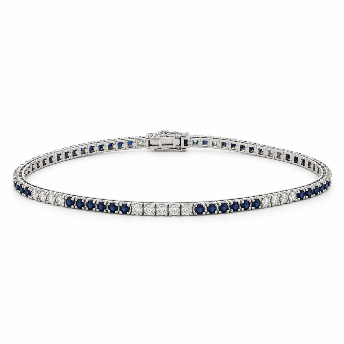 PULSERA EN ORO BLANCO CON ZAFIROS Y DIAMANTES