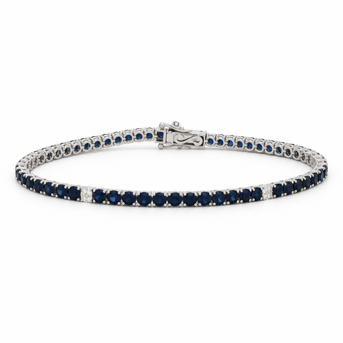 PULSERA EN ORO BLANCO CON ZAFIROS Y DIAMANTES