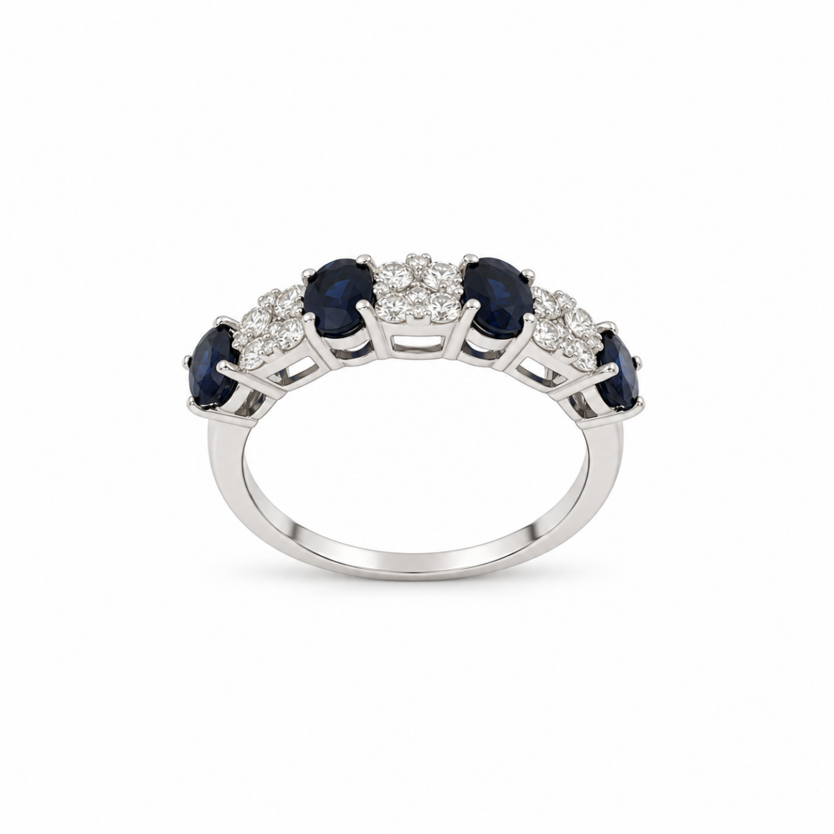 ANILLO EN ORO BLANCO CON ZAFIROS Y DIAMANTES