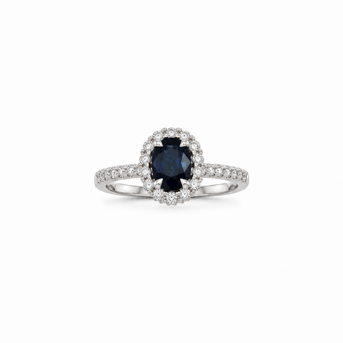 ANILLO EN ORO BLANCO CON ZAFIRO Y DIAMANTES