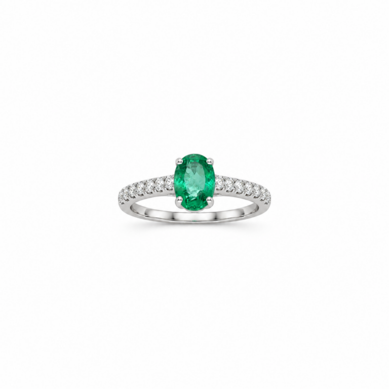 ANILLO EN ORO BLANCO CON ESMERALDA Y DIAMANTES - Imagen 2