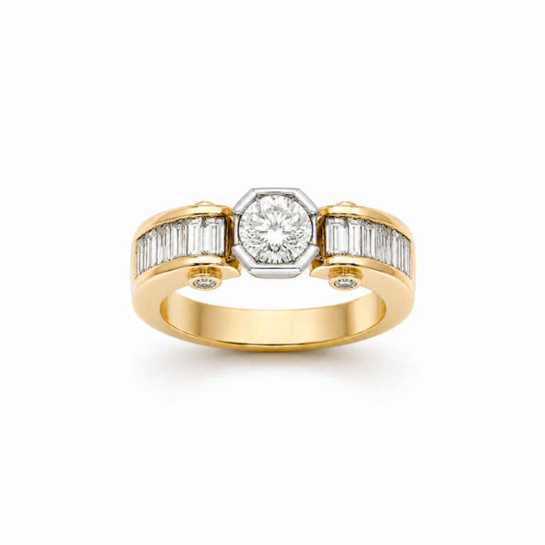 ANILLO DE ORO AMARILLO Y ORO BLANCO