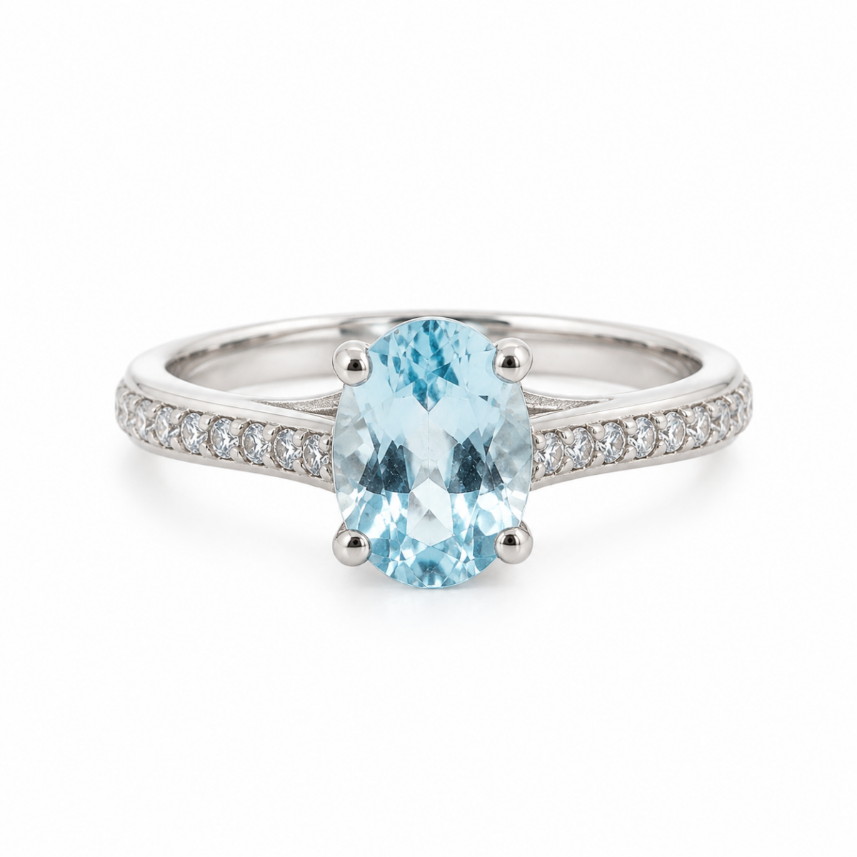ANILLO EN ORO BLANCO CON TOPACIO Y DIAMANTES