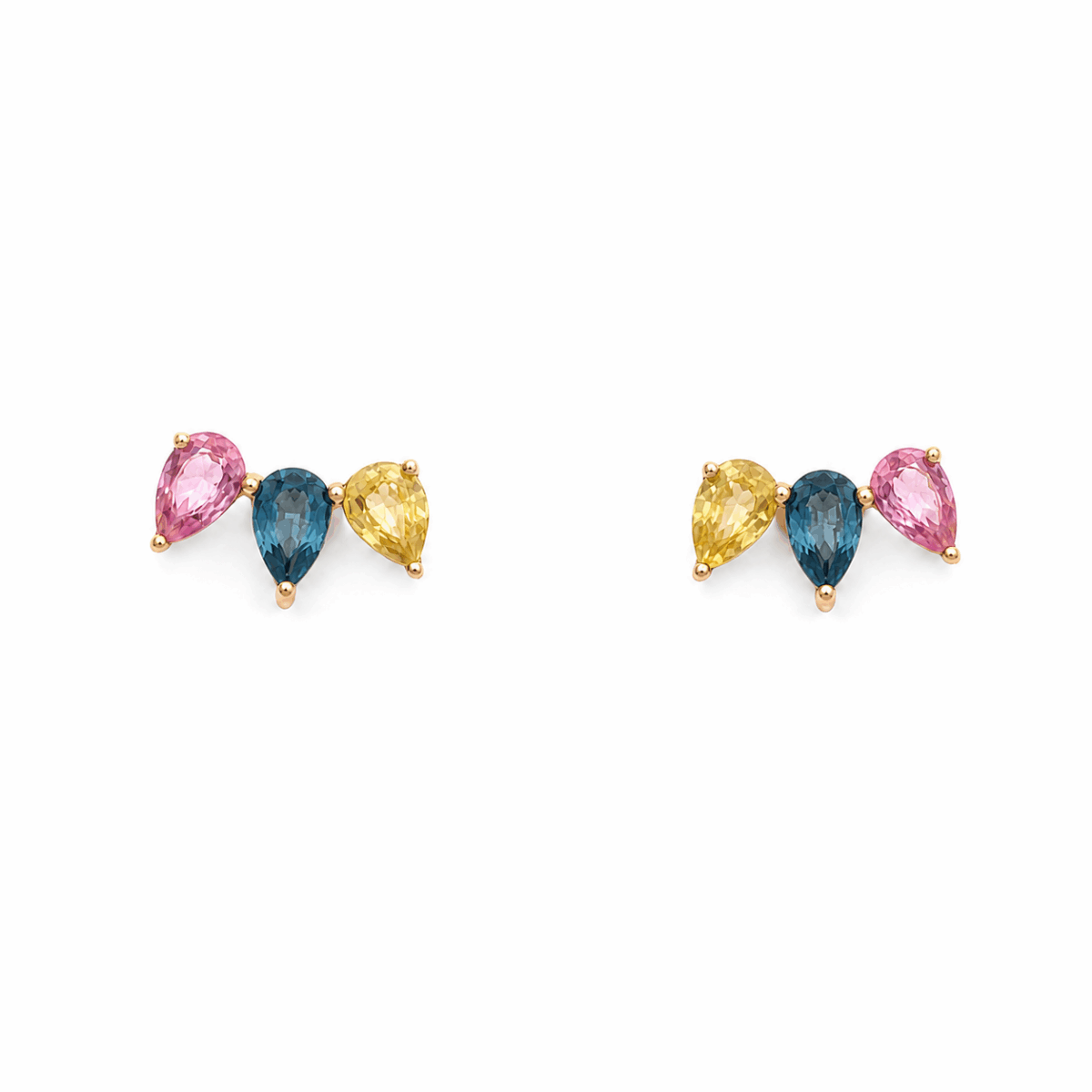 PENDIENTES CON ZAFIROS DE COLORES EN ORO ROSA