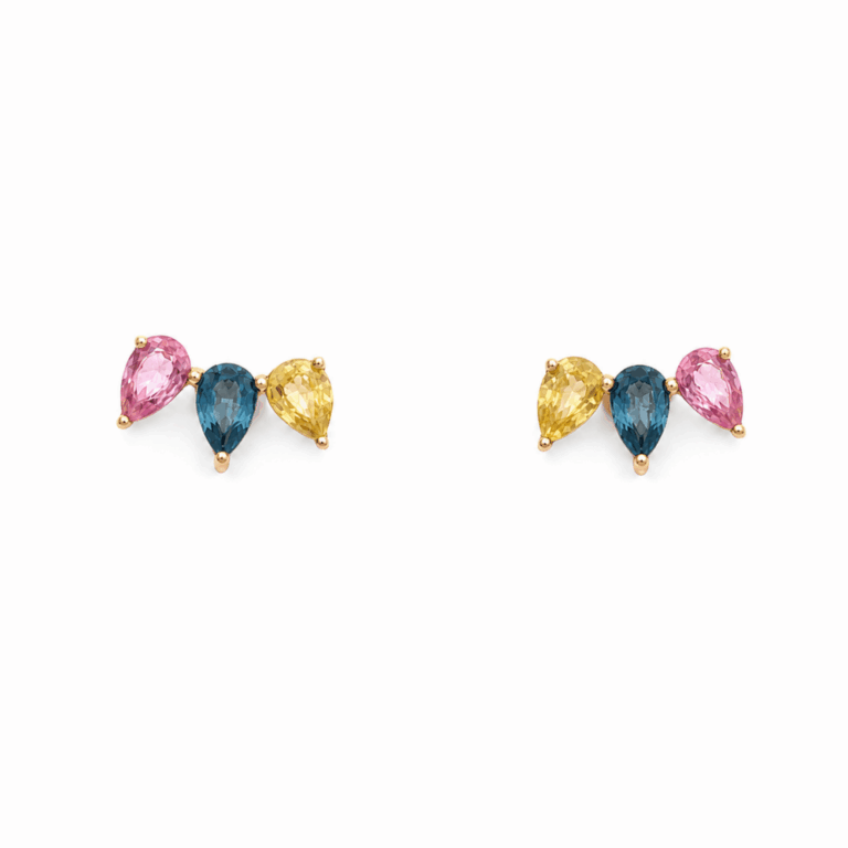 PENDIENTES CON ZAFIROS DE COLORES EN ORO ROSA