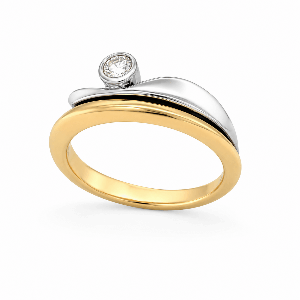 ANILLO BICOLOR EN ORO CON DIAMANTE