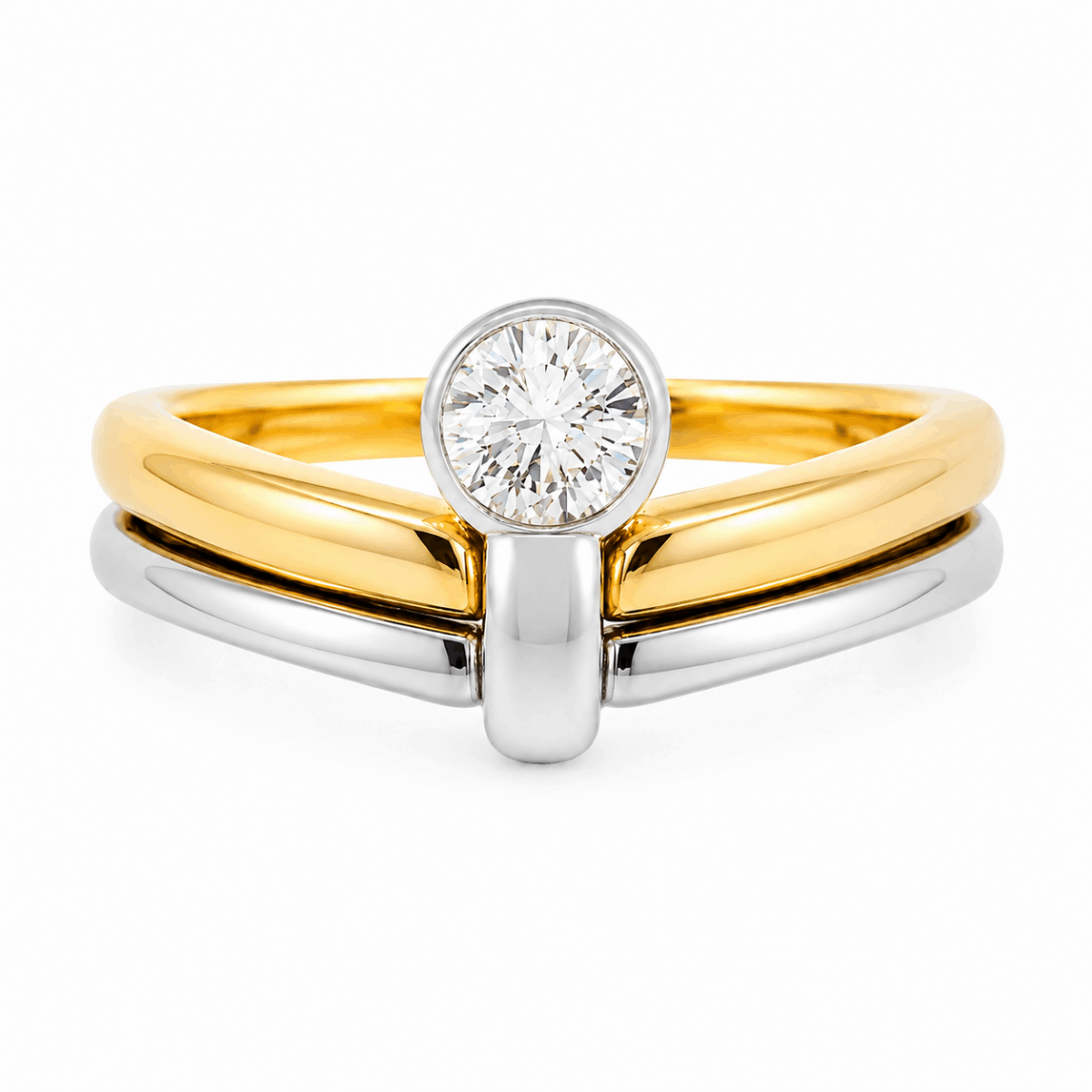 ANILLO EN ORO ROSA Y BLANCO CON DIAMANTE