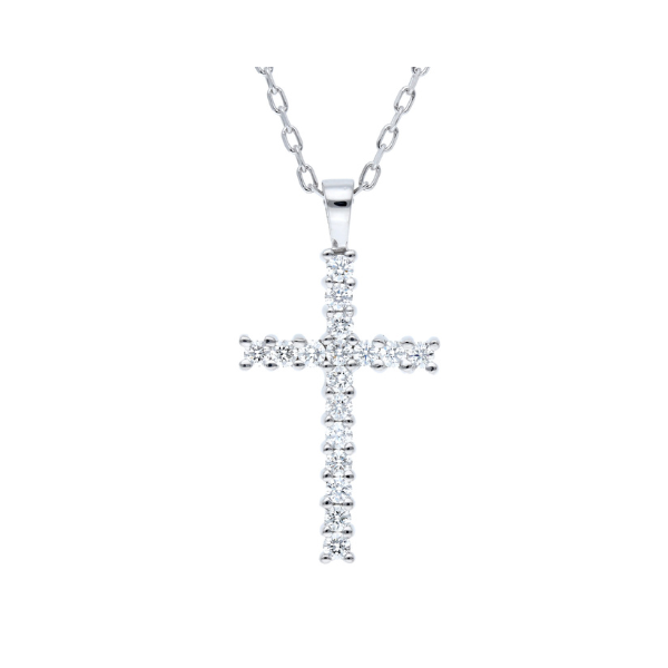 COLGANTE CRUZ DE ORO BLANCO CON DIAMANTES