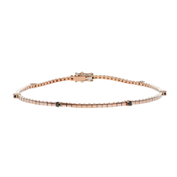PULSERA ORO ROSA BLANCO CON DIAMANTES NEGROS